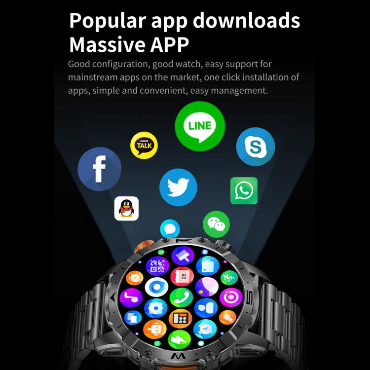 BH11 4G LTE Android 8.1 Smart Watch, 2GB+16GB, Unisoc 8541 Quad Core, Support Heart Rate / Blood Oxygen(Black Steel) - free shipping - PMC TechLife - Order now!