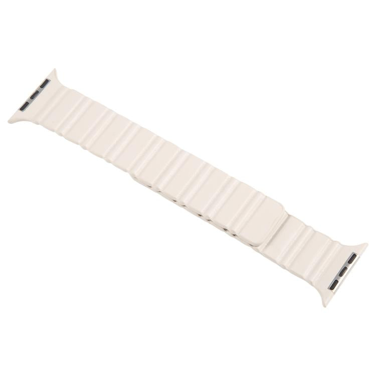 For Apple Watch 42mm / 41mm / 40mm / 38mm Magnetic PU Leather Watch Band(Khaki) - Watch Bands by PMC TechLife | Online Shopping South Africa | PMC TechLife | Buy Now Pay Later Mobicred