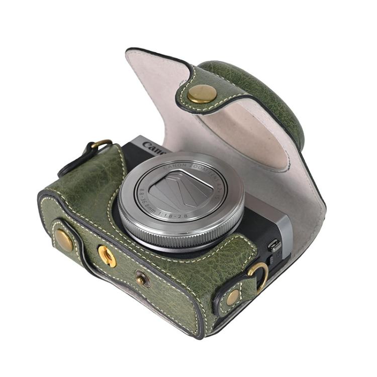 For Canon G7 X Mark III / G7X3 Retro Litchi Texture Leather Full Body Camera Case Bag with Strap(Green) - free shipping - PMC TechLife - Order now!