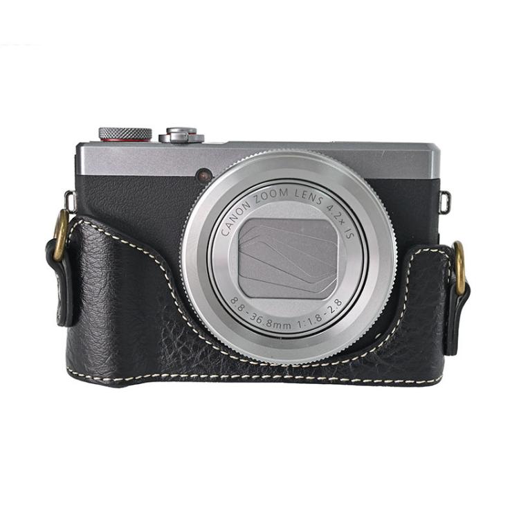 For Canon G7 X Mark III / G7X3 Retro Litchi Texture Leather Full Body Camera Case Bag with Strap(Black) - free shipping - PMC TechLife - Order now!