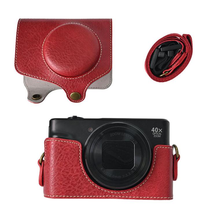 For Canon PowerShot SX740 HS Retro Litchi Texture Leather Full Body Camera Case Bag with Strap(Red) - free shipping - PMC TechLife - Order now!