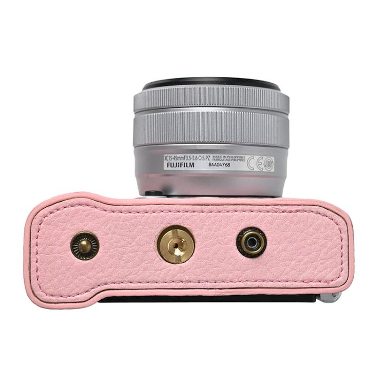 For FUJIFILM X-M5 Retro Litchi Texture Leather Full Body Camera Case Bag with Strap(Pink) - free shipping - PMC TechLife - Order now!