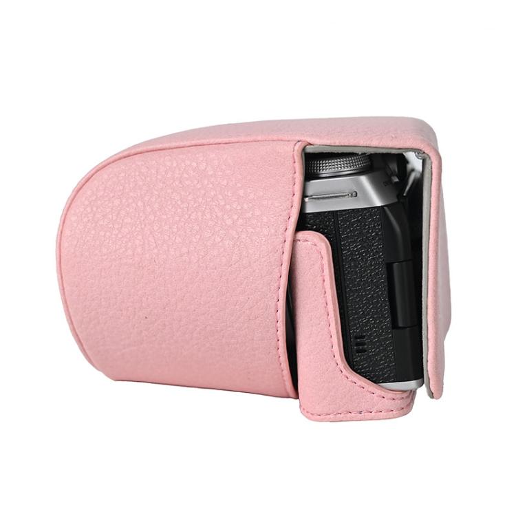 For FUJIFILM X-M5 Retro Litchi Texture Leather Full Body Camera Case Bag with Strap(Pink) - free shipping - PMC TechLife - Order now!