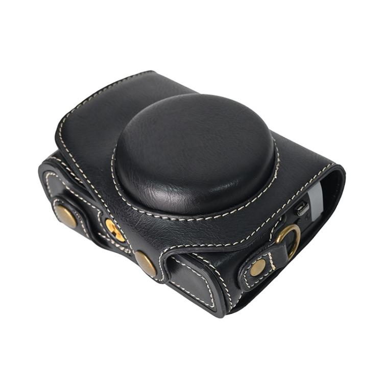 For Canon G7 X Mark III / G7X3 Retro Pull Up Leather Full Body Camera Case Bag with Strap(Black) - free shipping - PMC TechLife - Order now!