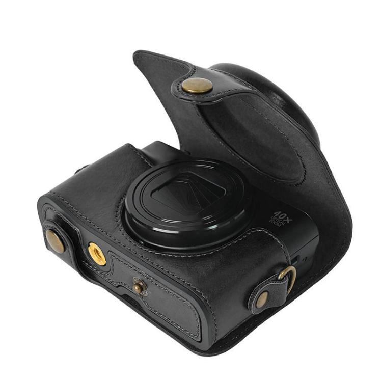 For Canon PowerShot SX740 HS Retro Pull Up Leather Full Body Camera Case Bag with Strap(Black) - free shipping - PMC TechLife - Order now!