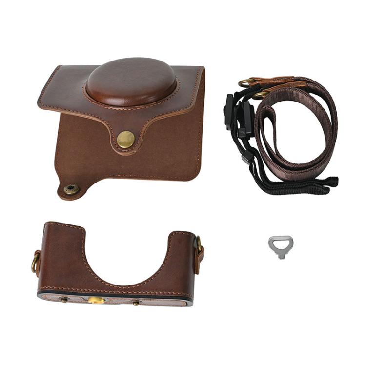 For Canon PowerShot SX740 HS Retro Pull Up Leather Full Body Camera Case Bag with Strap(Coffee) - free shipping - PMC TechLife - Order now!