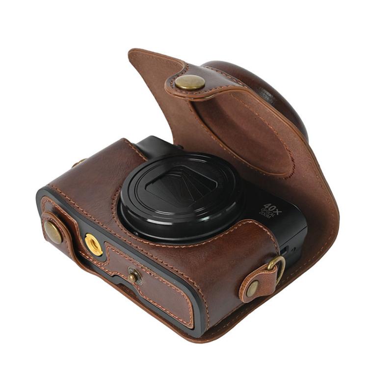 For Canon PowerShot SX740 HS Retro Pull Up Leather Full Body Camera Case Bag with Strap(Coffee) - free shipping - PMC TechLife - Order now!