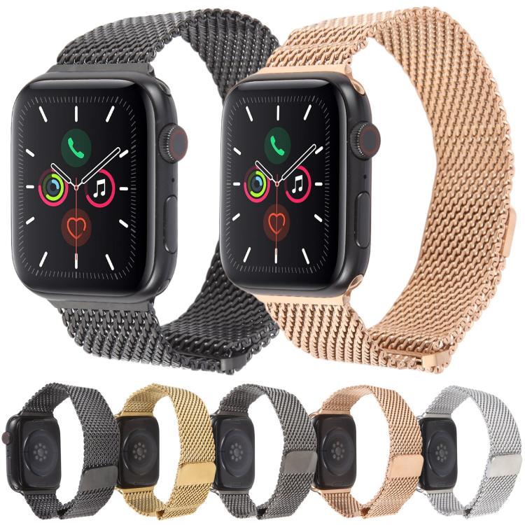 For Apple Watch 46mm / 49mm / 45mm / 44mm Double-section Magnetic Milanese Steel Watch Band(Gold) - free shipping - PMC TechLife - Order now!
