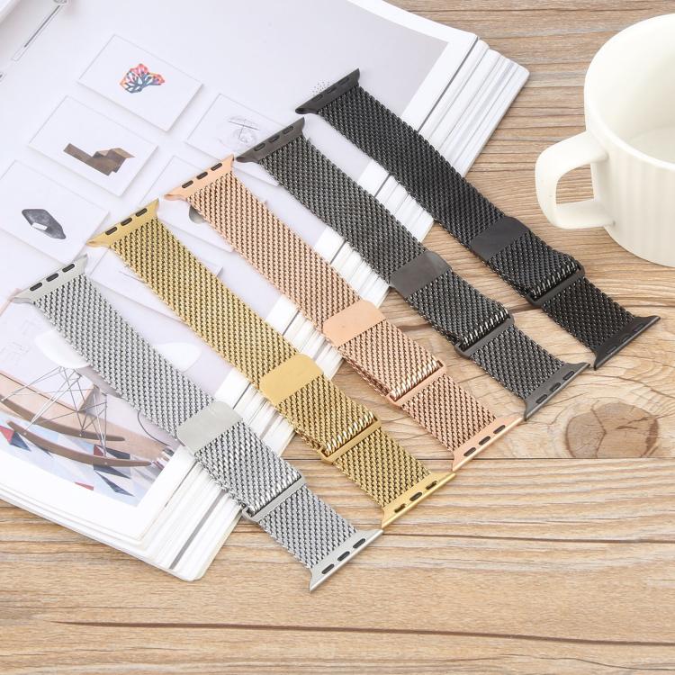 For Apple Watch 46mm / 49mm / 45mm / 44mm Double-section Magnetic Milanese Steel Watch Band(Rose Gold) - free shipping - PMC TechLife - Order now!