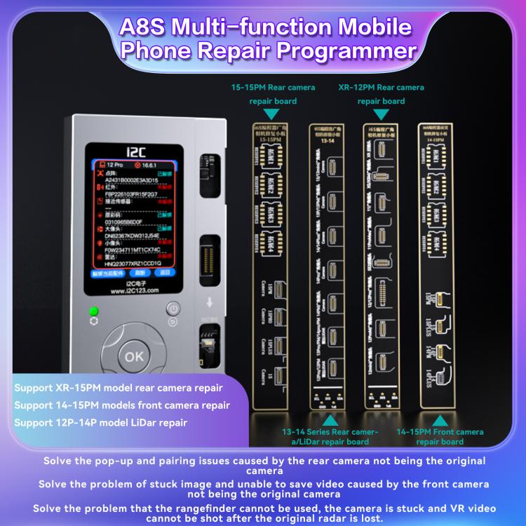 i2C A8S Multi-function Phone Repair Programmer, Model:Host+12-15 Plus True Tone Board - free shipping - PMC TechLife - Order now!