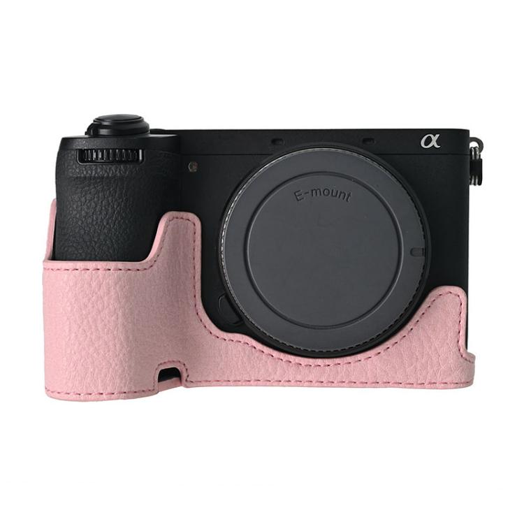 For Sony ILCE-6700 / A6700 Litchi Texture PU Leather Camera Half Case Base(Pink) - free shipping - PMC TechLife - Order now!