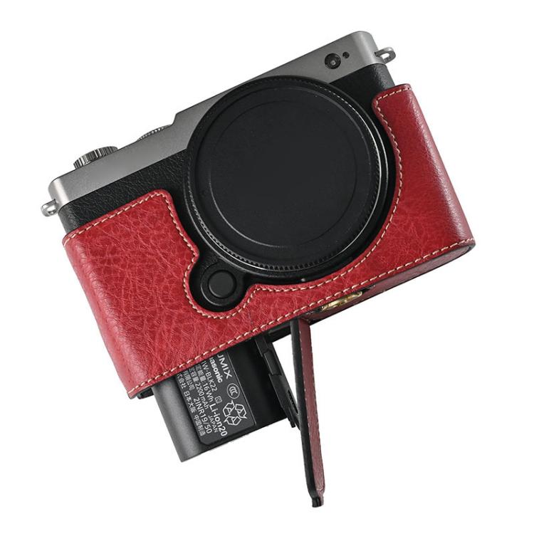 For Panasonic LUMIX S9 Litchi Texture PU Leather Camera Half Case Base(Wine Red) - free shipping - PMC TechLife - Order now!