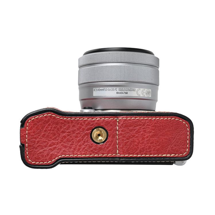 For FUJIFILM X-M5 Litchi Texture PU Leather Camera Half Case Base(Wine Red) - free shipping - PMC TechLife - Order now!