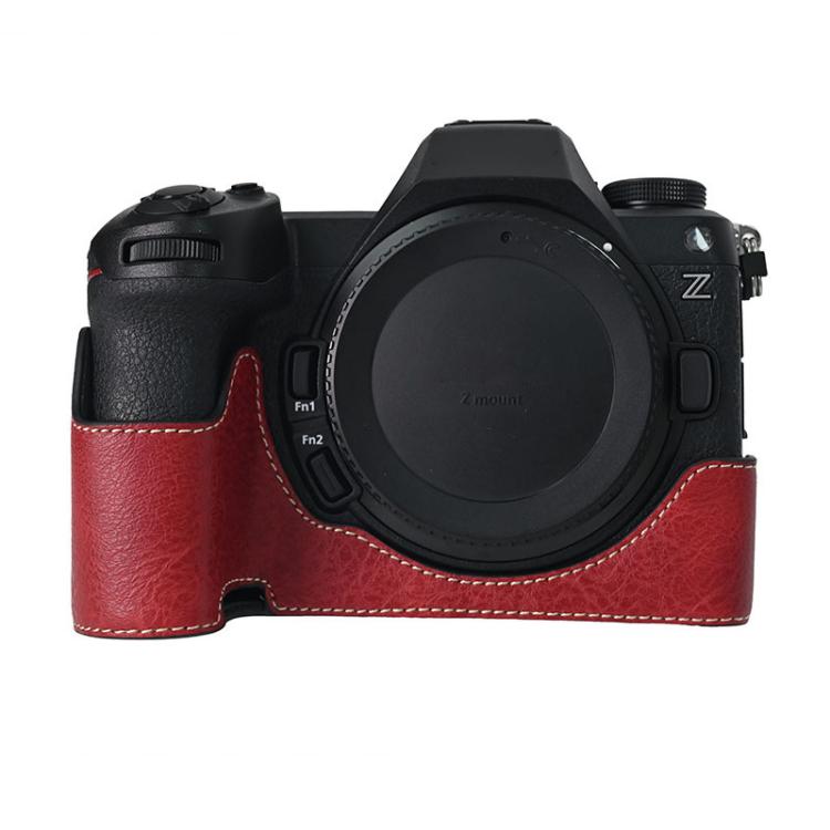 For Nikon Z6III Litchi Texture PU Leather Camera Half Case Base(Wine Red) - free shipping - PMC TechLife - Order now!