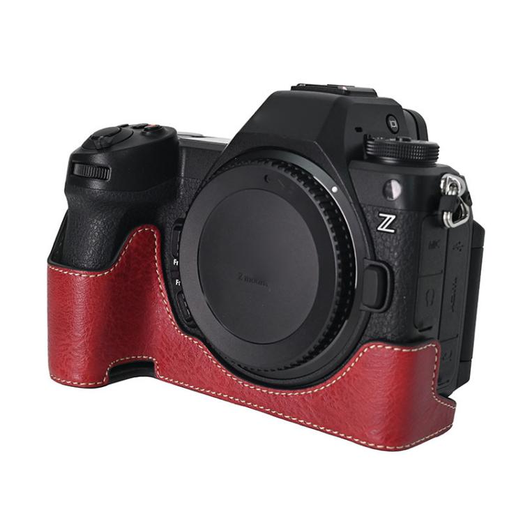 For Nikon Z6III Litchi Texture PU Leather Camera Half Case Base(Wine Red) - free shipping - PMC TechLife - Order now!