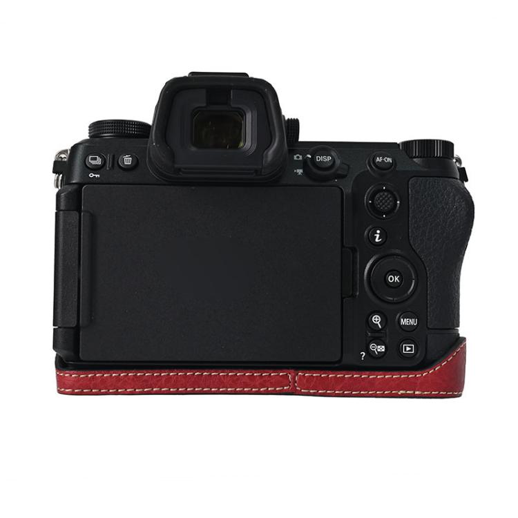 For Nikon Z6III Litchi Texture PU Leather Camera Half Case Base(Wine Red) - free shipping - PMC TechLife - Order now!