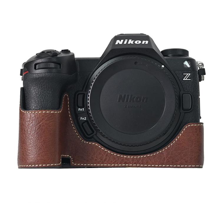 For Nikon Z6III Litchi Texture PU Leather Camera Half Case Base(Coffee) - free shipping - PMC TechLife - Order now!