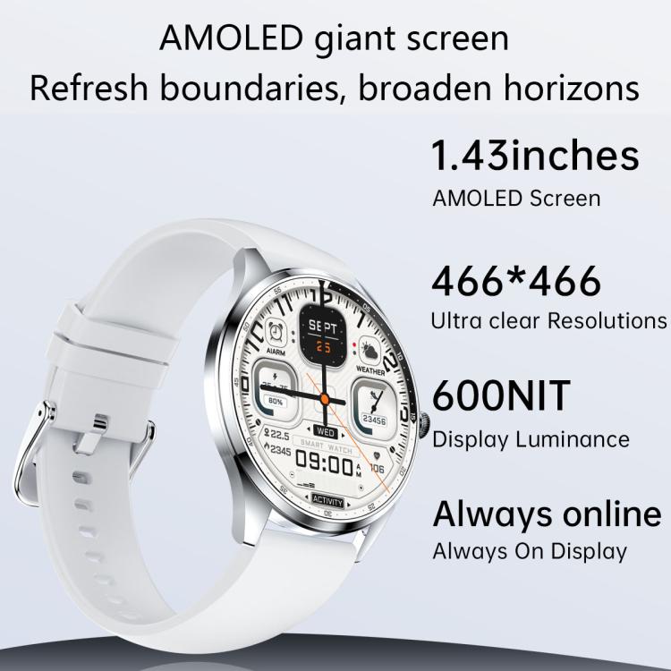 H77 1.43 inch AMOLED Screen Health & Fitness Smart Watch IP67 Waterproof Support BT Call(Silver) - free shipping - PMC TechLife - Order now!