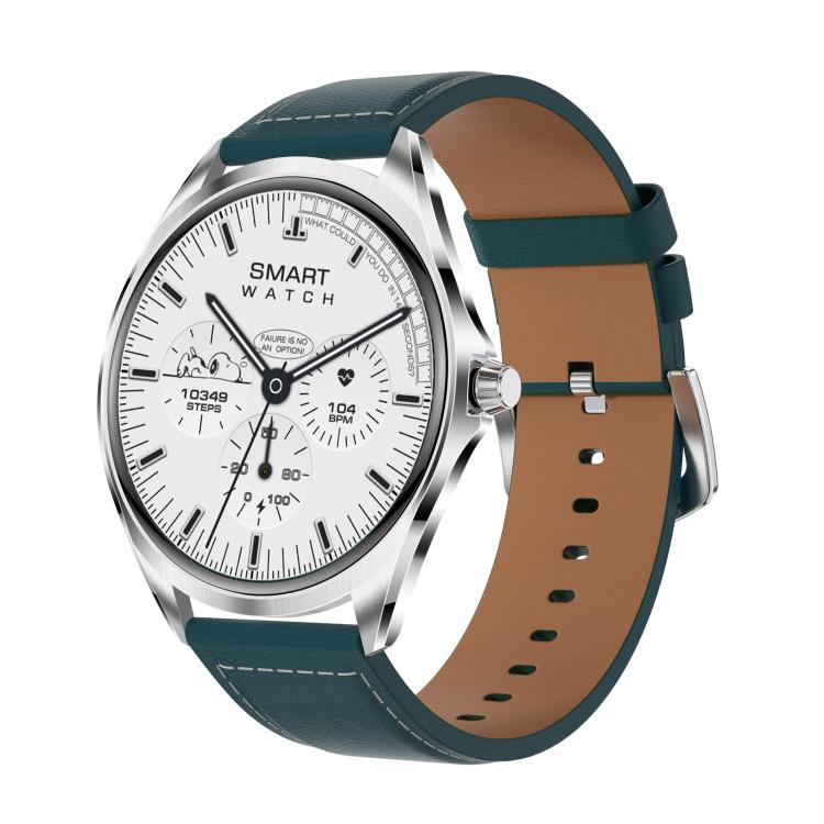 H78 1.43 inch AMOLED Screen Health & Fitness Smart Watch IP67 Waterproof Support BT Call(Silver Shell Blue Leather) - free shipping - PMc TechLife - Order now!