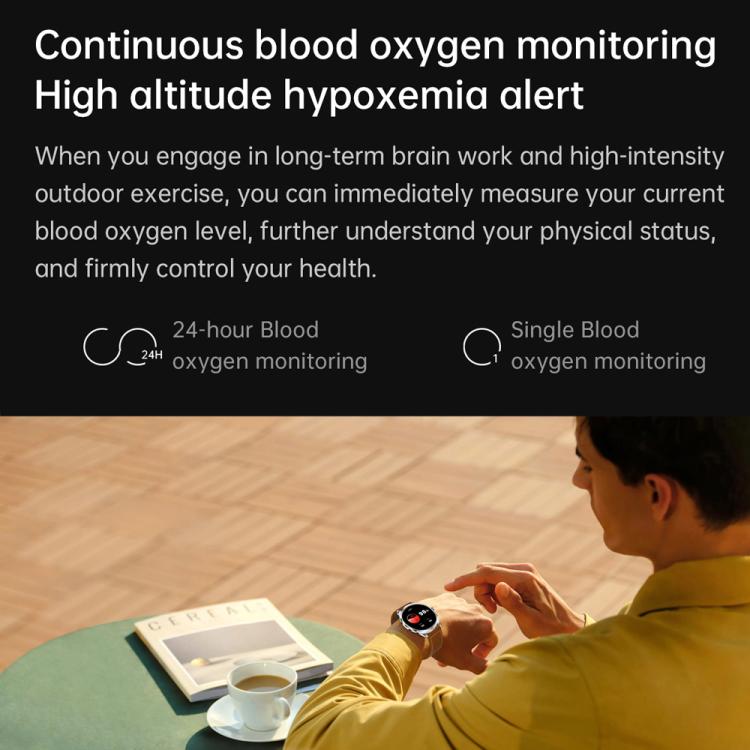 H78 1.43 inch AMOLED Screen Health & Fitness Smart Watch IP67 Waterproof Support BT Call(Gold Shell Blue Leather) - free shipping - PMc TechLife - Order now!