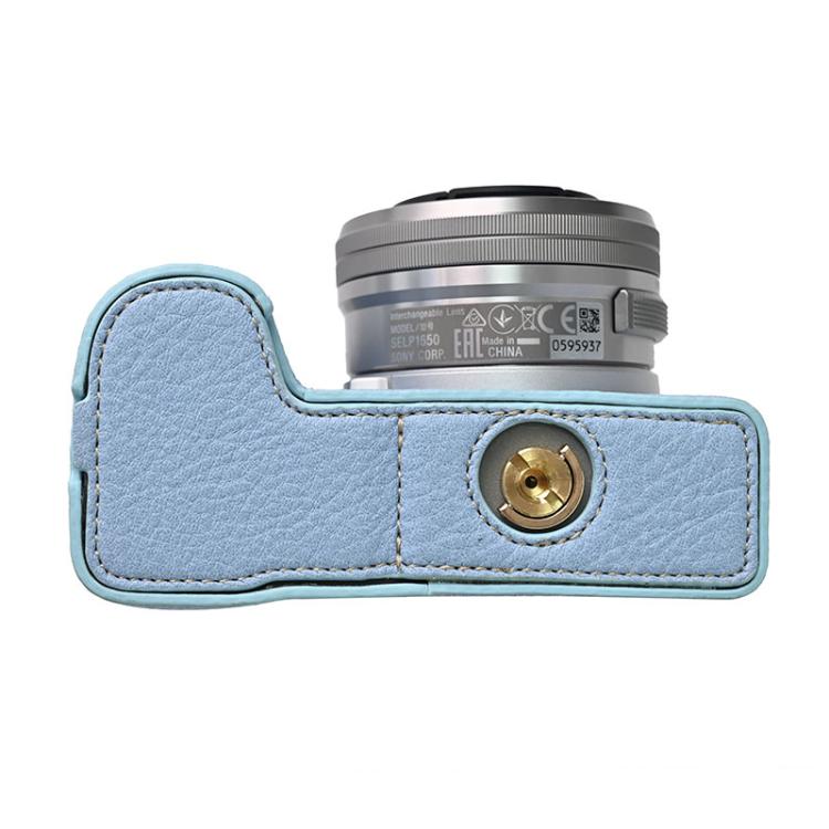 For Sony Alpha ZV-E10 II / ZV-E10M2 Litchi Texture PU Leather Camera Half Case Base(Blue) - free shipping - PMC TechLife - Order now!