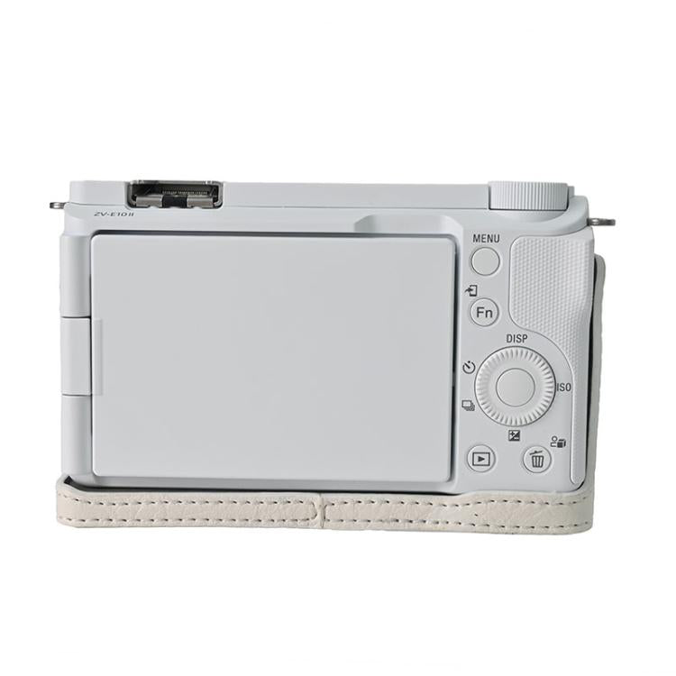 For Sony Alpha ZV-E10 II / ZV-E10M2 Litchi Texture PU Leather Camera Half Case Base(White) - free shipping - PMC TechLife - Order now!