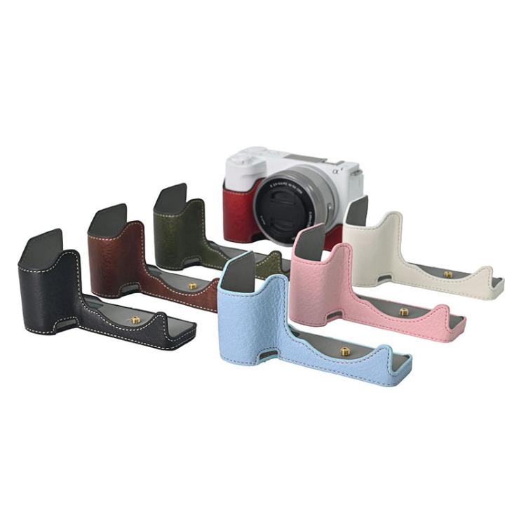 For Sony Alpha ZV-E10 II / ZV-E10M2 Litchi Texture PU Leather Camera Half Case Base(White) - free shipping - PMC TechLife - Order now!