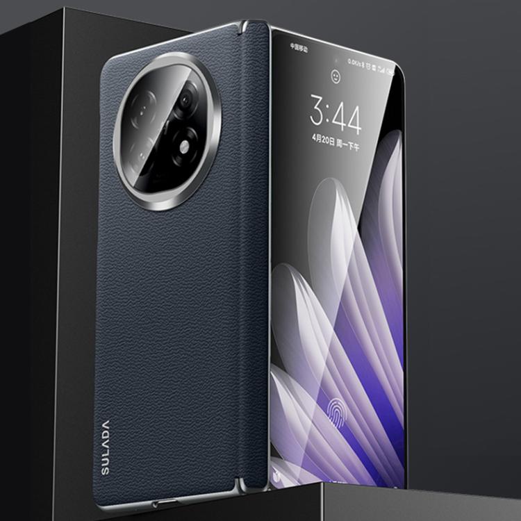 For OPPO Find N5 SULADA Frameless Top Layer Cowhide Leather Hybrid PC Phone Case(Blue) - free shipping - PMC TechLife - Order now!