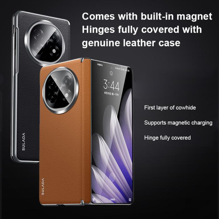 For OPPO Find N5 SULADA Frameless Top Layer Cowhide Leather Hybrid PC Phone Case(Blue) - free shipping - PMC TechLife - Order now!