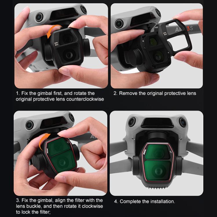 For DJI Air 3S BRDRC Camera Lens Filter, Filter:4 in 1 CPL ND16-64 - free shipping - PMC TechLife - Order now!