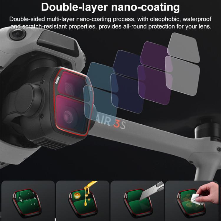 For DJI Air 3S BRDRC Camera Lens Filter, Filter:6 in 1 ND8-64 UV CPL - free shipping - PMC TechLife - Order now!
