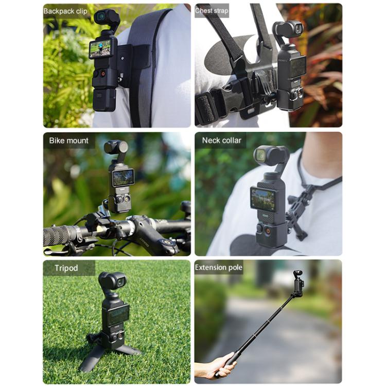 For DJI OSMO Pocket 3 BRDRC Protection Frame Adapter Base, Type:Frame + Clip + Chest Strap - free shipping - PMC TechLife - Order now!
