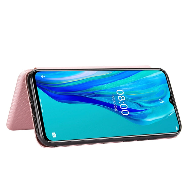For Ulefone Note 9P Carbon Fiber Texture Horizontal Flip TPU + PC + PU Leather Case with Card Slot & Lanyard(Pink) - Ulefone Cases by PMC Jewellery | Online Shopping South Africa | PMC Jewellery | Buy Now Pay Later Mobicred