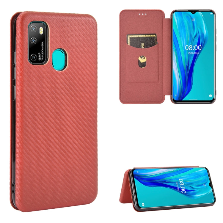 For Ulefone Note 9P Carbon Fiber Texture Horizontal Flip TPU + PC + PU Leather Case with Card Slot & Lanyard(Brown) - Ulefone Cases by PMC Jewellery | Online Shopping South Africa | PMC Jewellery | Buy Now Pay Later Mobicred