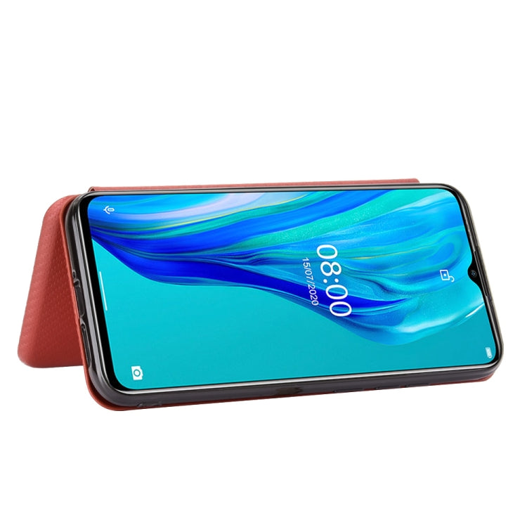 For Ulefone Note 9P Carbon Fiber Texture Horizontal Flip TPU + PC + PU Leather Case with Card Slot & Lanyard(Brown) - Ulefone Cases by PMC Jewellery | Online Shopping South Africa | PMC Jewellery | Buy Now Pay Later Mobicred