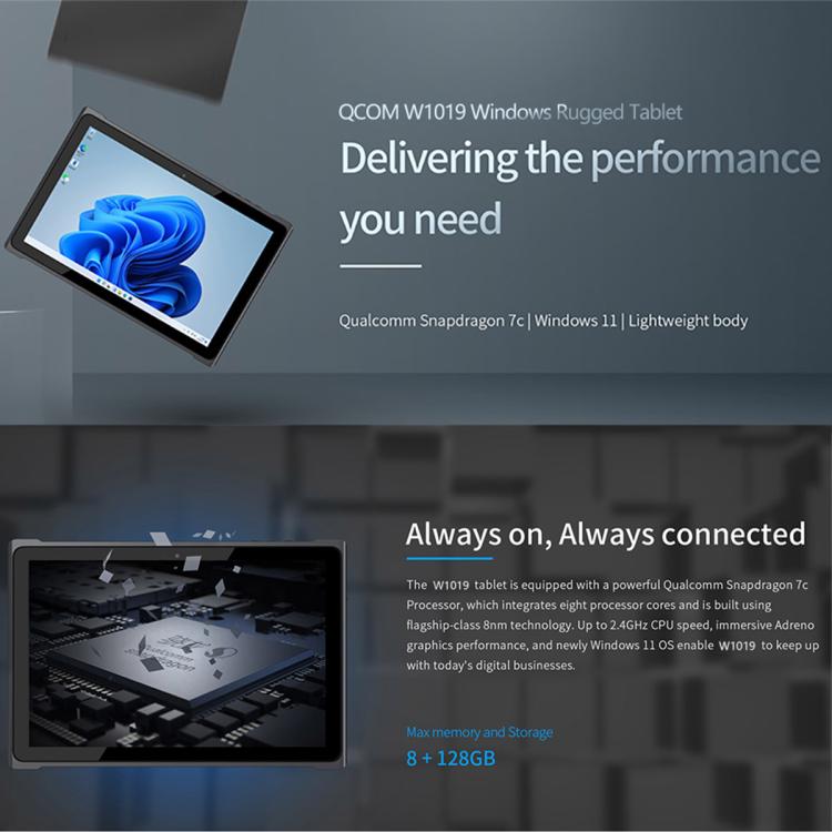 QCOM W1019 Windows 11 Pro Tablet PC, 8GB+128GB, 10.1 inch Qualcomm SC7180 Kryo 468 8C8T Octa Core, Network: 4G, OTG, Plug:UK Plug(White) - free shipping - PMc TechLife - Order now!