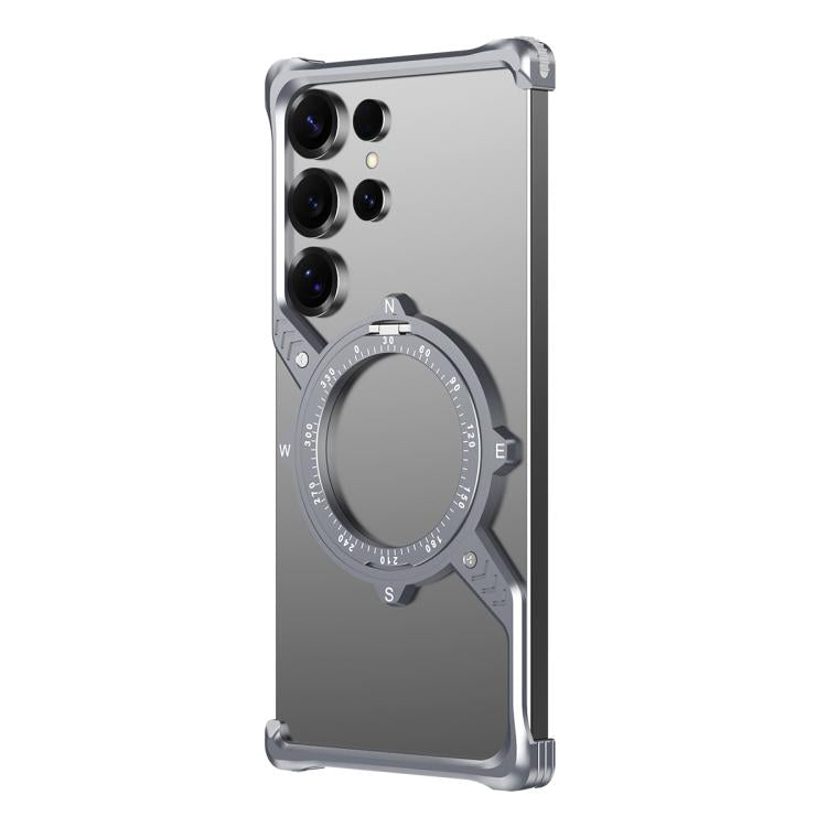 For Samsung Galaxy S24 Ultra 5G S Shaped 360 Holder Airbag Frameless MagSafe Metal Phone Case(Space Gray) - free shipping - PMC TechLife - Order now!