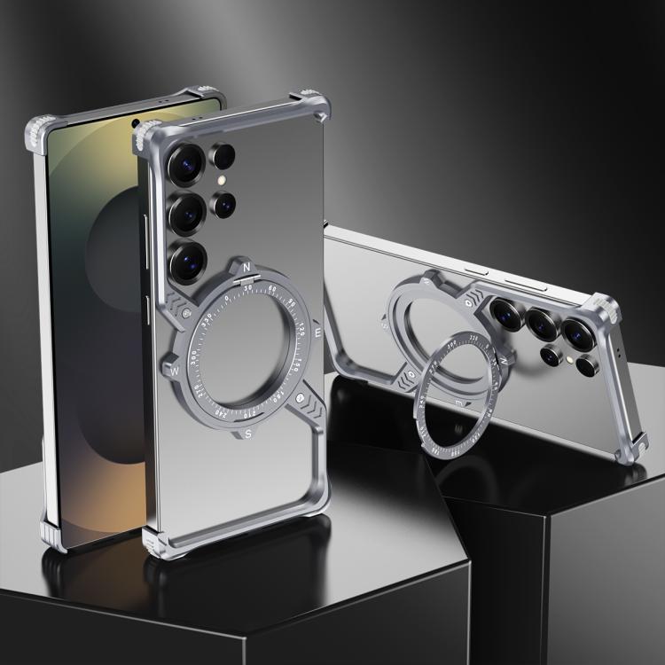 For Samsung Galaxy S24 Ultra 5G S Shaped 360 Holder Airbag Frameless MagSafe Metal Phone Case(Space Gray) - free shipping - PMC TechLife - Order now!