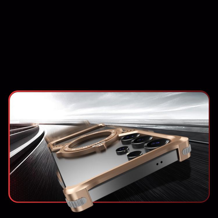 For Samsung Galaxy S24 Ultra 5G S Shaped 360 Holder Airbag Frameless MagSafe Metal Phone Case(Desert Gold) - free shipping - PMC TechLife - Order now!
