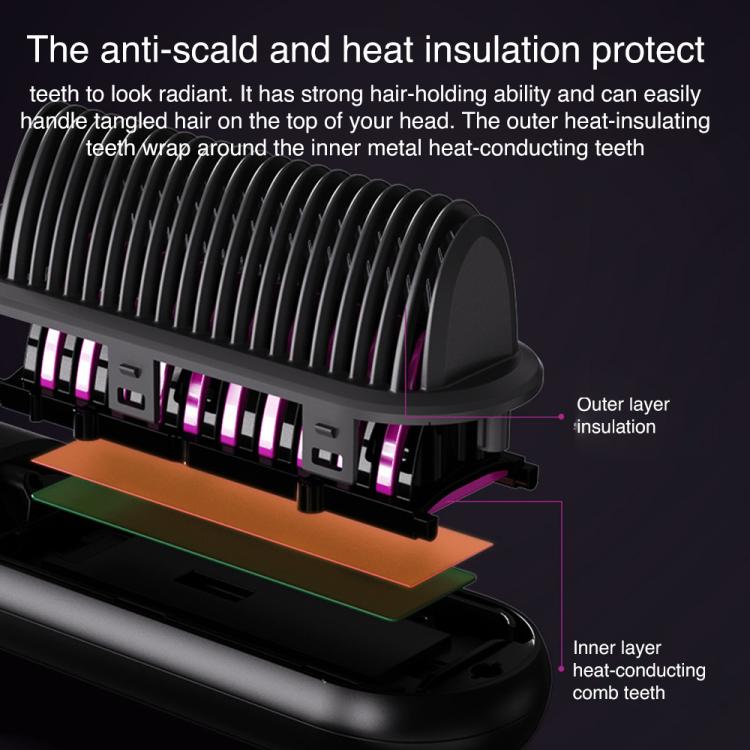 K-SKIN KD382S Negative Ion Hair Care Type-C Wireless Hair Straightening Comb(Black) - free shipping - PMC TechLife - Order now!