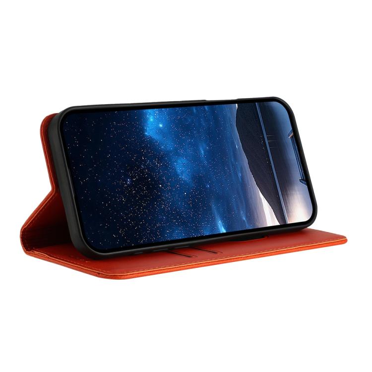 For iPhone 17 Strong Magnetic Frosted Flip Leather Phone Case(Orange) - free shipping - PMc TechLife - Order now!