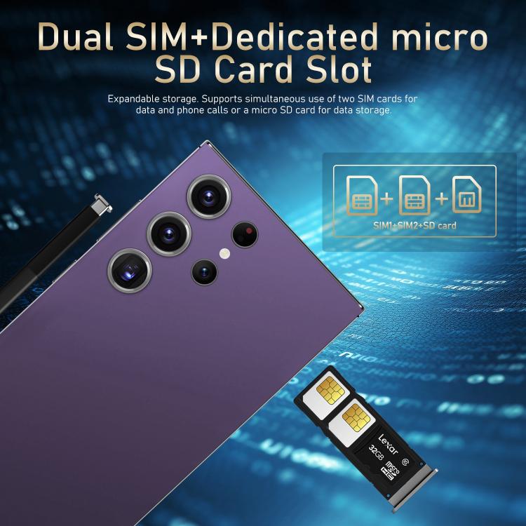 S24 Ultra / S7, 4GB+128GB, 6.75 inch Android 10 MTK6750 Octa Core, Network: 4G, Dual SIM, Plug:UK Plug(Black) - free shipping - PMc TechLife - Order now!
