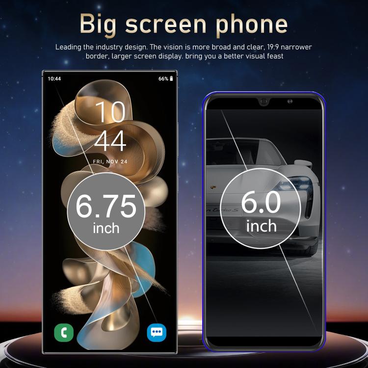 S24 Ultra / S7, 4GB+128GB, 6.75 inch Android 10 MTK6750 Octa Core, Network: 4G, Dual SIM, Plug:EU Plug(Black) - free shipping - PMc TechLife - Order now!