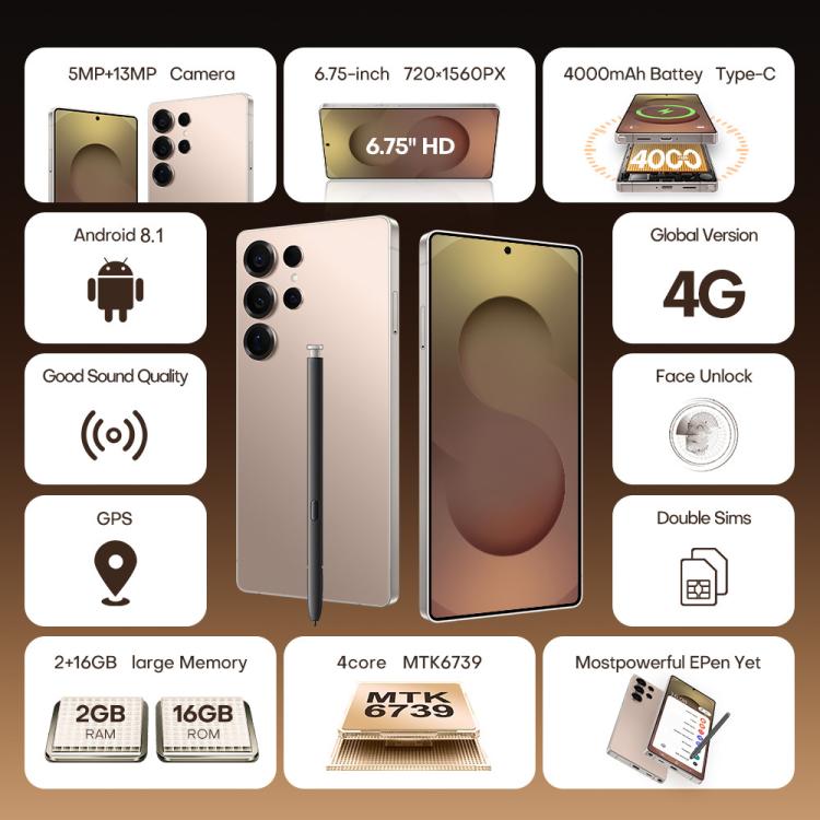 S25 Ultra / B9, 2GB+16GB, 6.75 inch Android 8.1 MTK6739 Quad Core, Network: 4G, Dual SIM, Plug:UK Plug(Titanium Black) - free shipping - PMc TechLife - Order now!