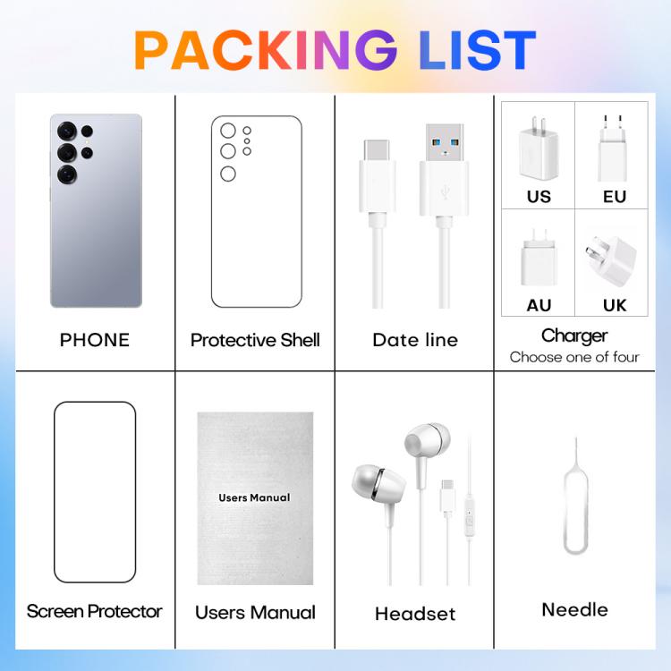 S25 Ultra / Q25, 4GB+64GB, 6.75 inch Android 12 MTK6762 Octa Core, Network: 4G, Dual SIM, with Stylus Pen, Plug:US Plug(Titanium White Sliver) - free shipping - PMc TechLife - Order now!