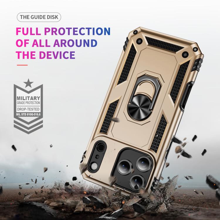 For iPhone 17 Air Shockproof TPU Hybrid PC Phone Case with Holder(Gold) - free shipping - PMc TechLife - Order now!
