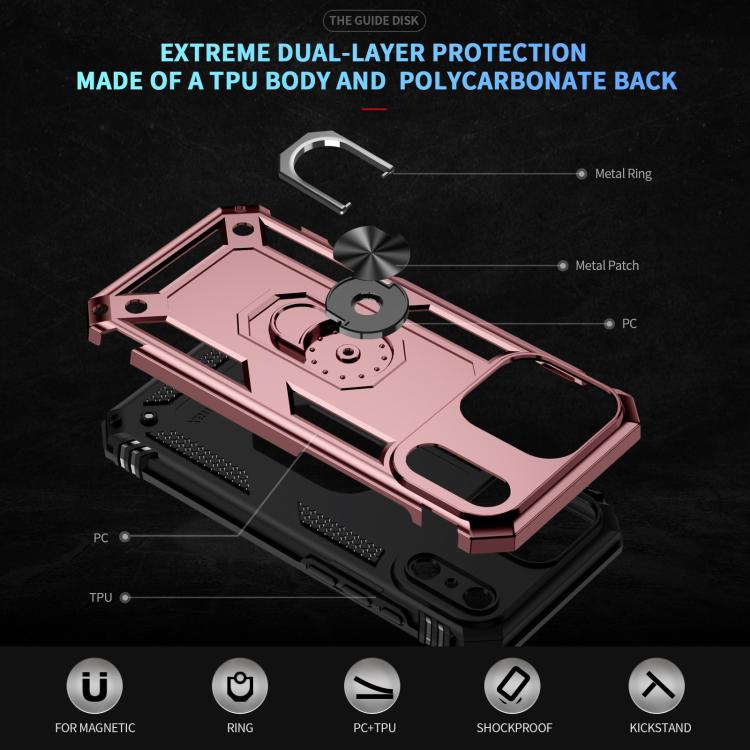 For iPhone 17 Pro Shockproof TPU Hybrid PC Phone Case with Holder(Rose Gold) - free shipping - PMc TechLife - Order now!