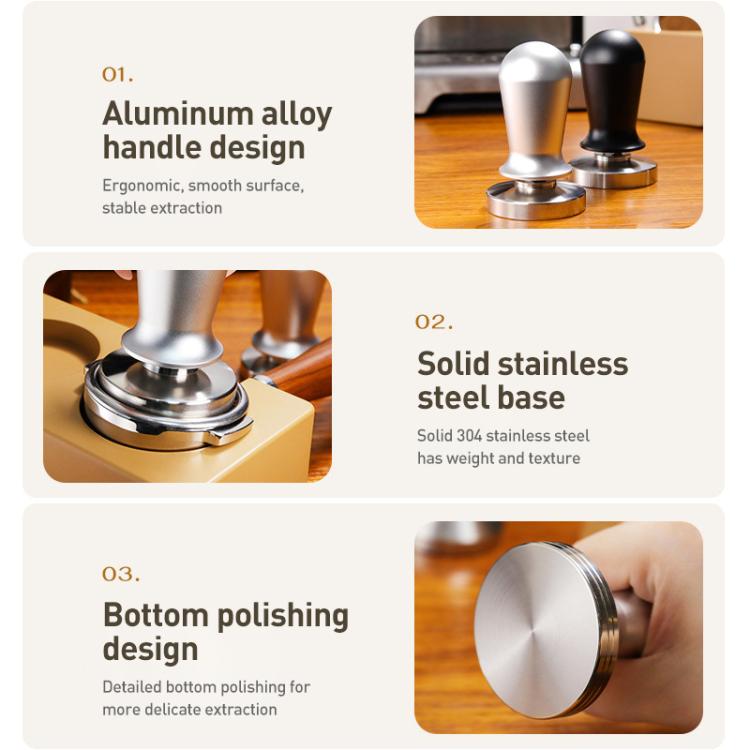 Stainless Steel Coffee Powder Hammer Pressure Powder Tampon, Size:53mm Silver - free shipping - PMC TechLife - Order now!