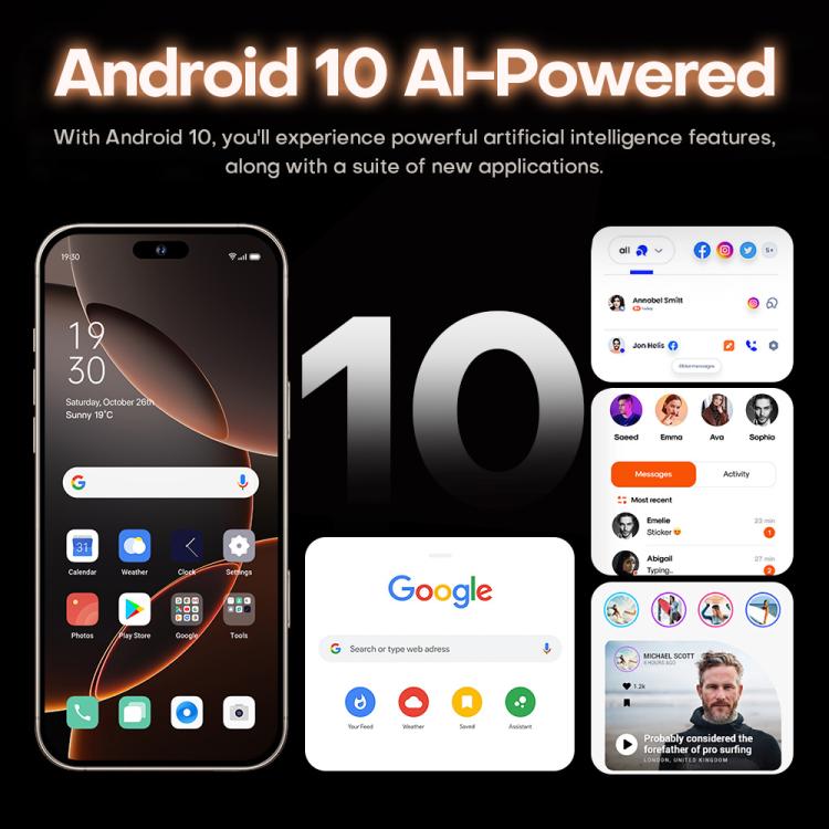 I16 Pro Max / PDQ6, 4GB+64GB, 6.58 inch Android 10 MTK6739 Quad Core, Network: 4G, Dual SIM, Plug:AU Plug(Grey) - free shipping - PMc TechLife - Order now!