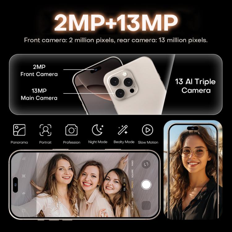 I16 Pro Max / PDQ6, 4GB+64GB, 6.58 inch Android 10 MTK6739 Quad Core, Network: 4G, Dual SIM, Plug:EU Plug(Gold) - free shipping - PMc TechLife - Order now!